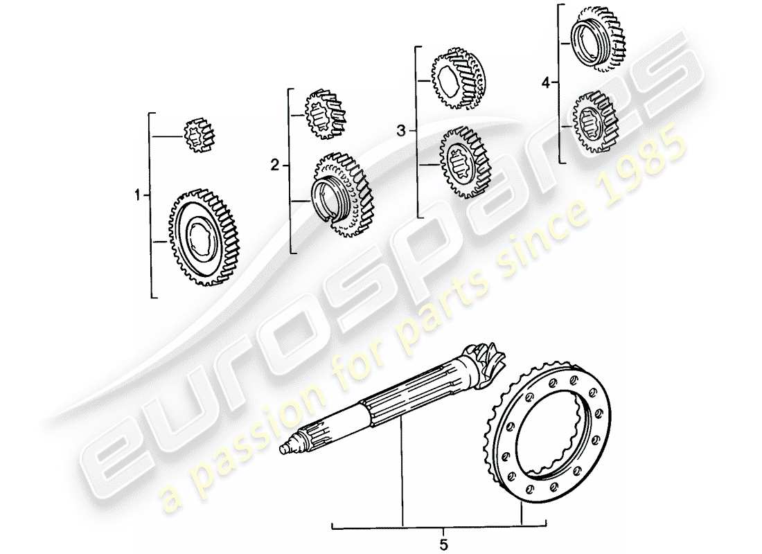 porsche 1987 (911) set di ruote dentate - 4-speed diagramma delle parti