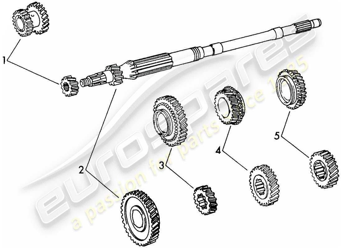 porsche 1973 (911) gruppi di ruote dentate - 4-speed - trasmissione - d - mj 1972>> diagramma delle parti