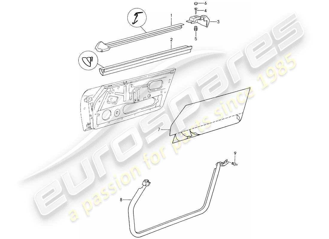 porsche 1992 (964) striscia di tenuta - porte diagramma delle parti