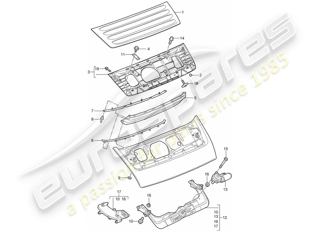 porsche 2012 (997-2) spoiler posteriore diagramma delle parti