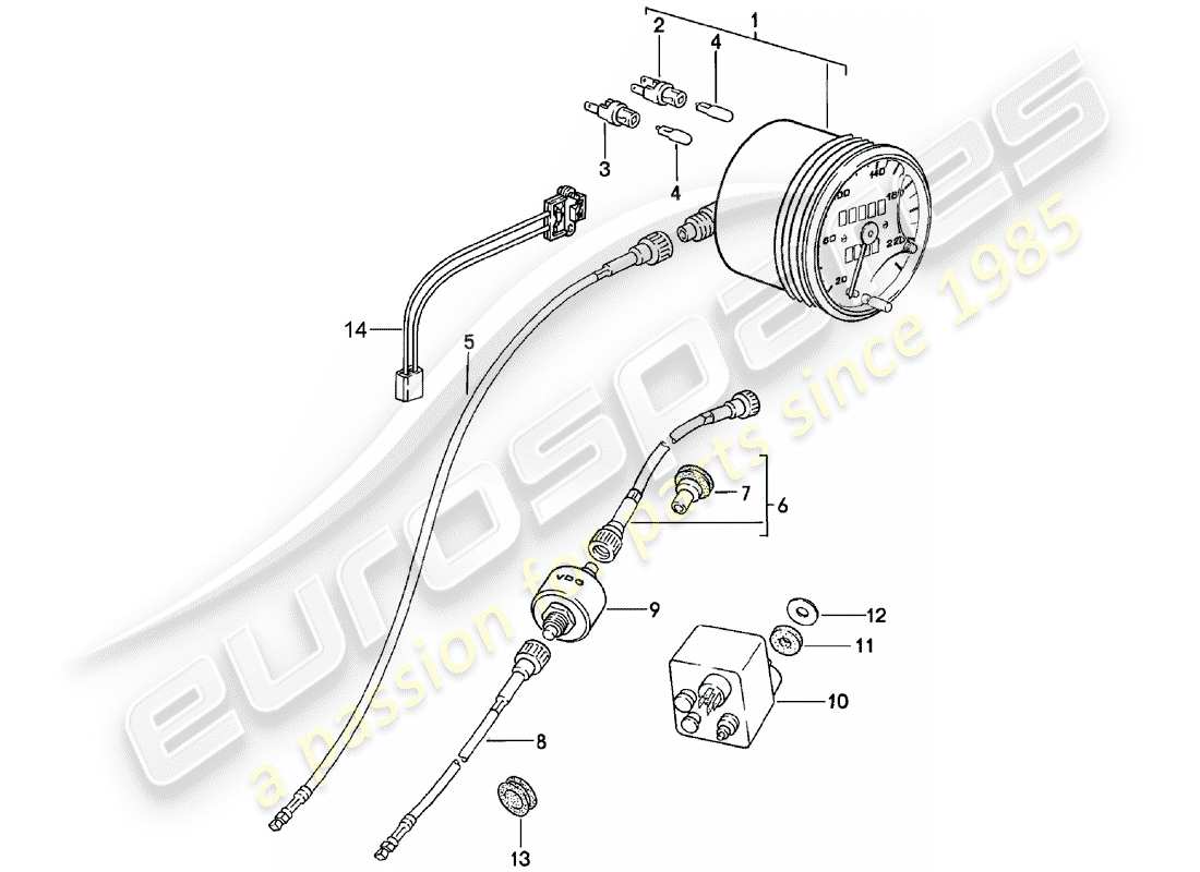 porsche 1982 (924) tachimetro diagramma delle parti