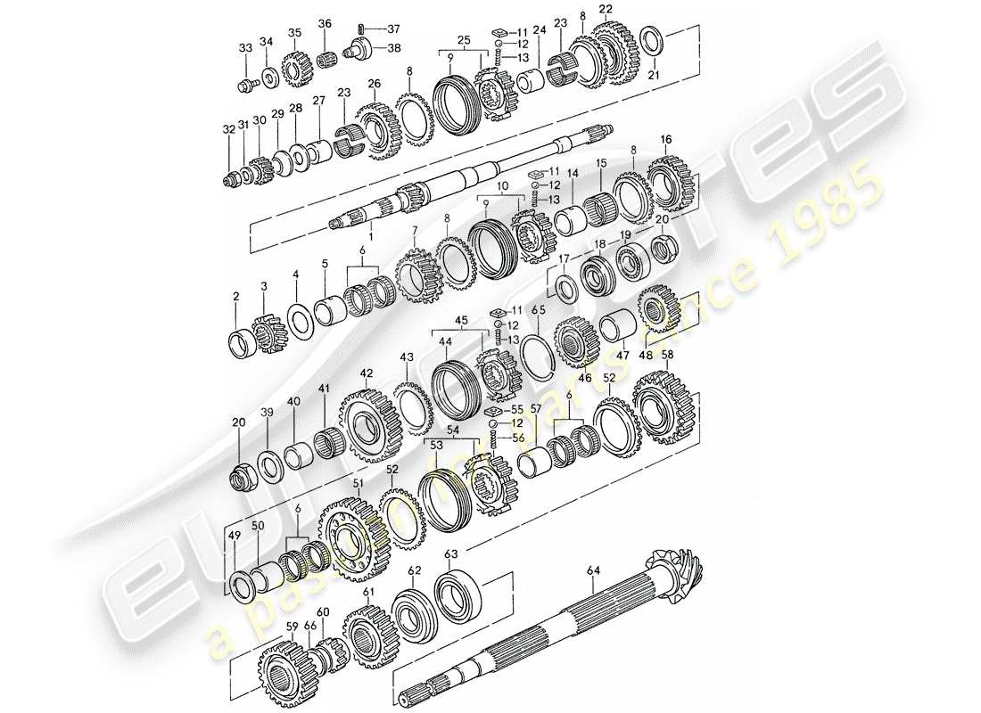 porsche 1988 (959) ingranaggi e alberi diagramma delle parti
