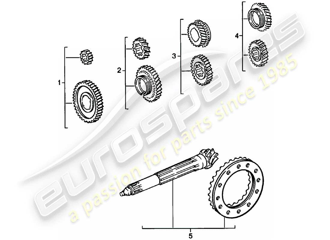 porsche 1983 (911) set di ruote dentate - 4. - velocità - diagramma delle parti trasmissione