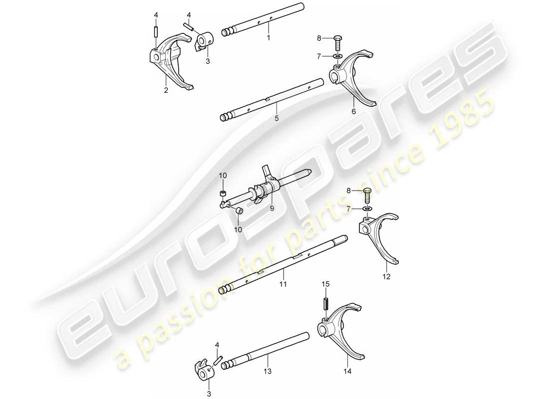 porsche 2004 (996 turbo / gt2) albero selettore diagramma delle parti