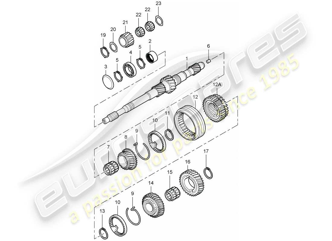 porsche 2007 (987 boxster) ingranaggi e alberi diagramma delle parti