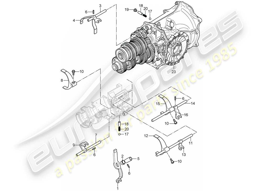 porsche 2005 (997-1) albero selettore diagramma delle parti