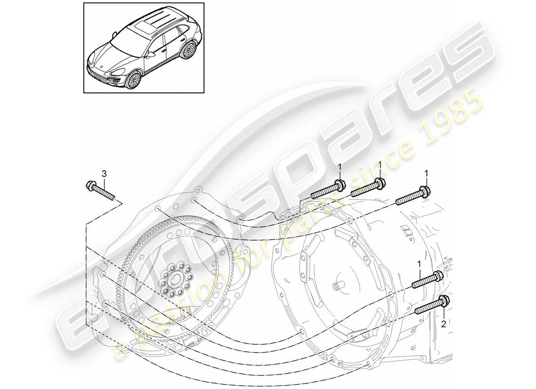 porsche 2014 (cayenne e2 92a) parti di montaggio per motore e schema delle parti