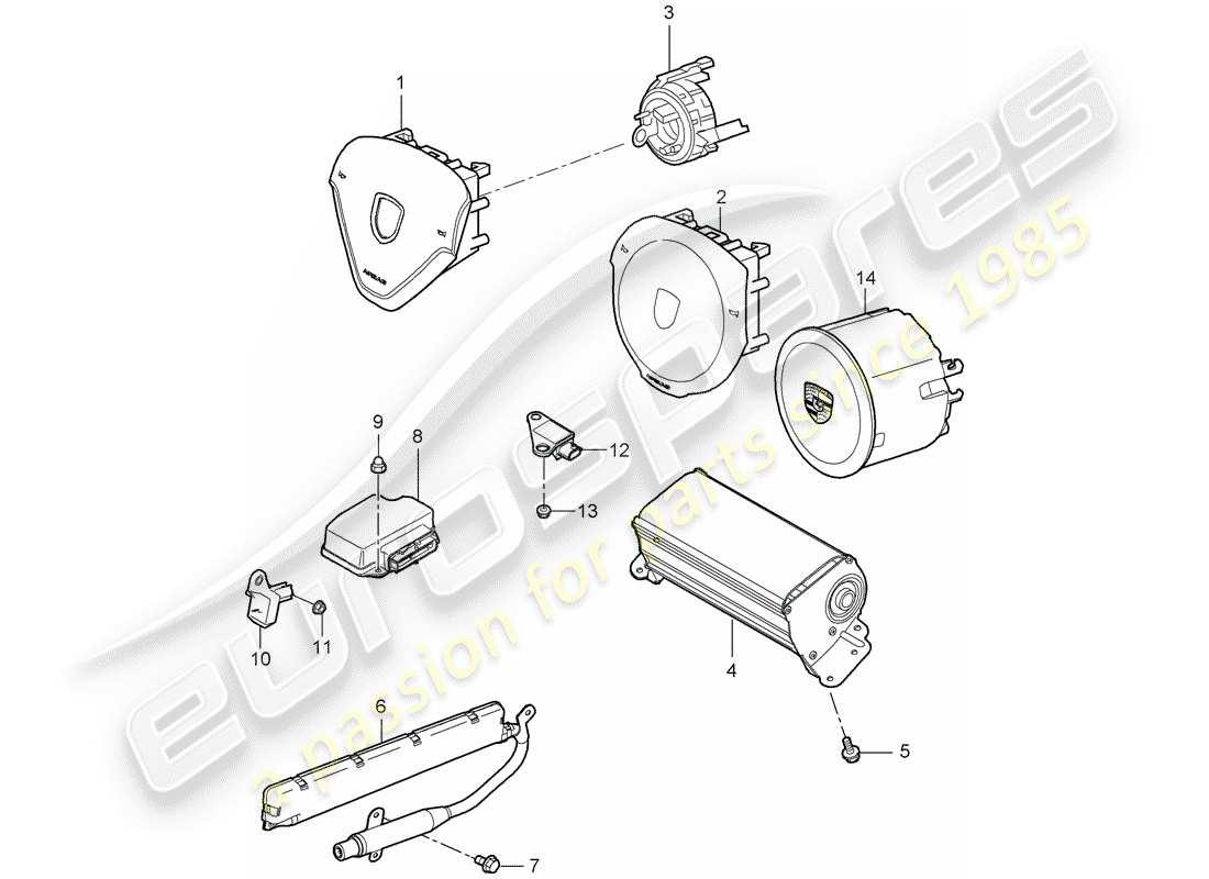 porsche 2012 (997-2) airbag diagramma delle parti