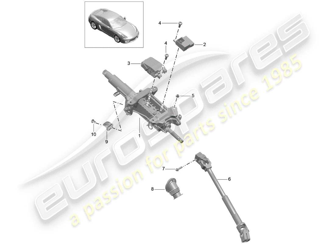 porsche 2016 (981 cayman) piantone dello sterzo diagramma delle parti
