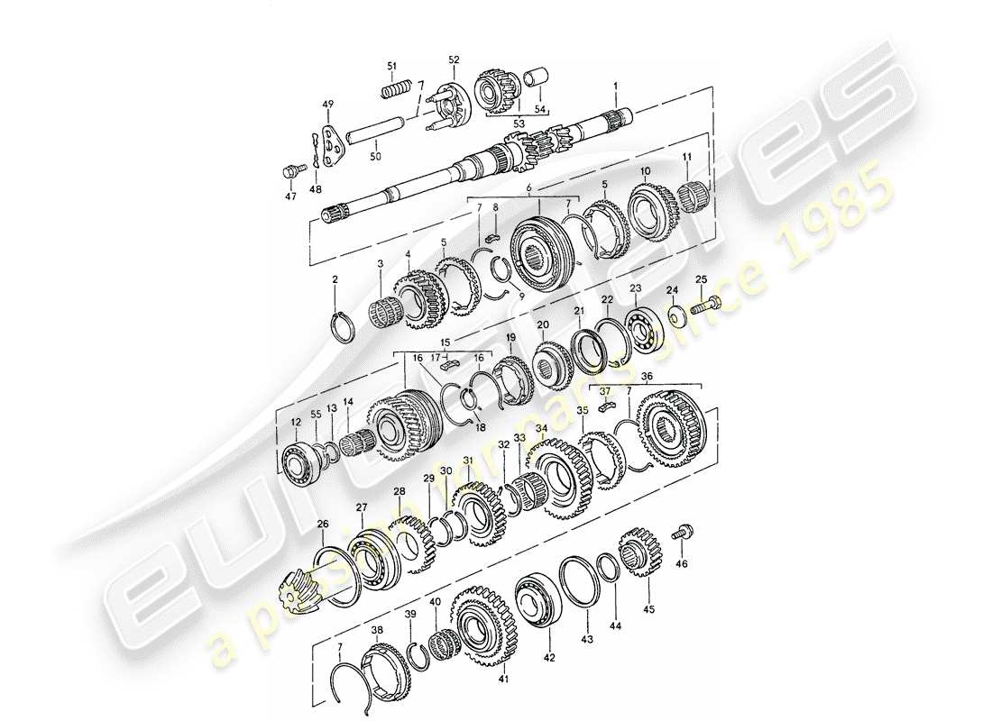 porsche 1990 (944) ingranaggi e alberi - per - cambio manuale schema delle parti