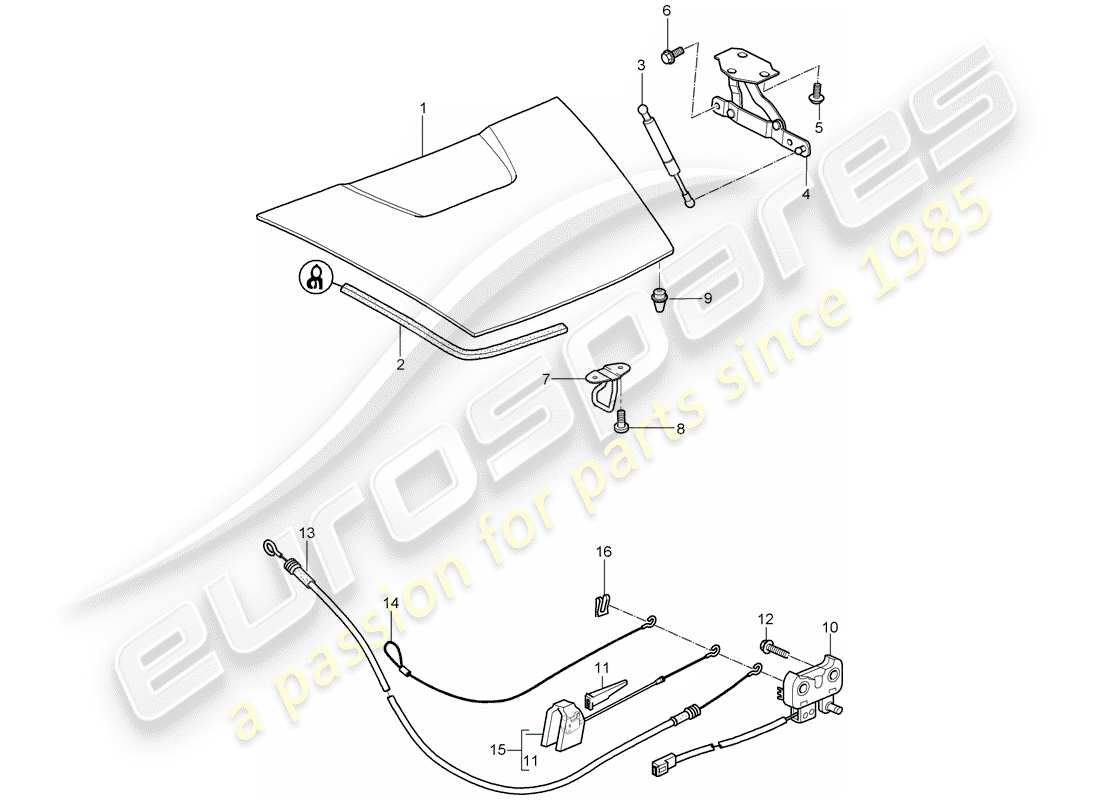 porsche 2007 (987 boxster) copertina diagramma delle parti