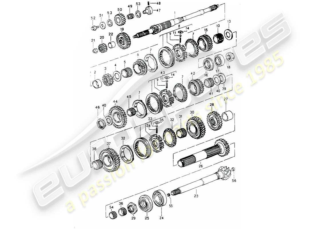 porsche 1994 (964) ingranaggi e alberi diagramma delle parti
