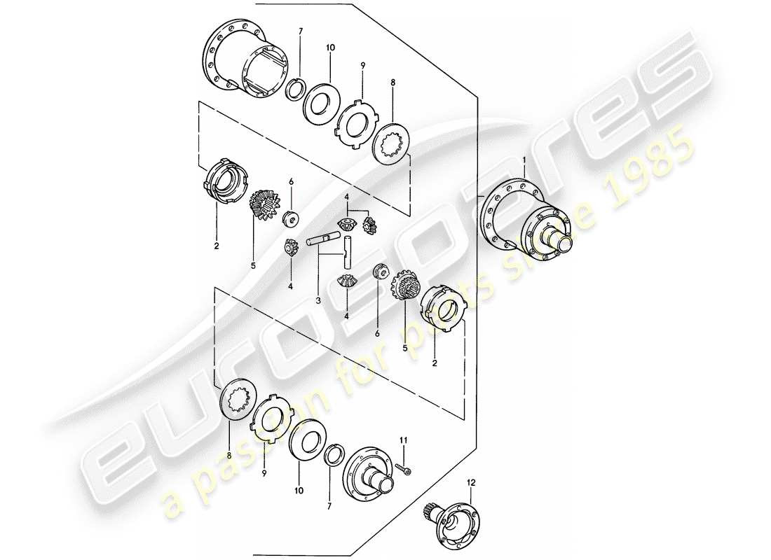 porsche 1987 (924s) differenziale di slittamento limitato diagramma delle parti