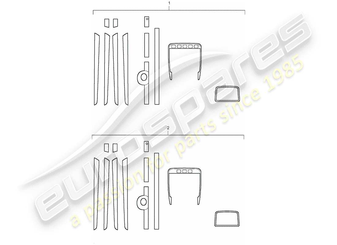 porsche 2014 (tequipment cayenne) 1 imposta modanature di rifinitura per il diagramma delle parti