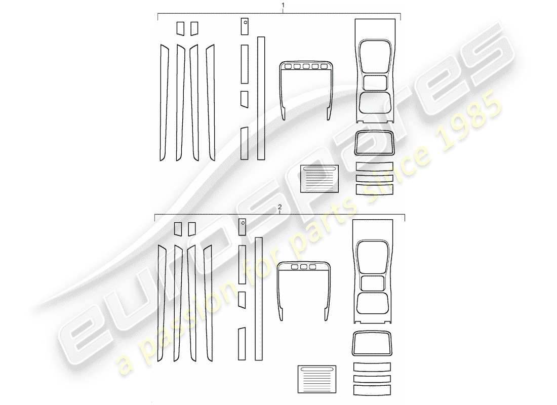 porsche 2016 (tequipment cayenne) 1 imposta modanature di rifinitura per il diagramma delle parti