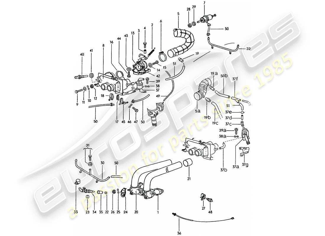 porsche 1972 (914) sistema di iniezione diagramma delle parti