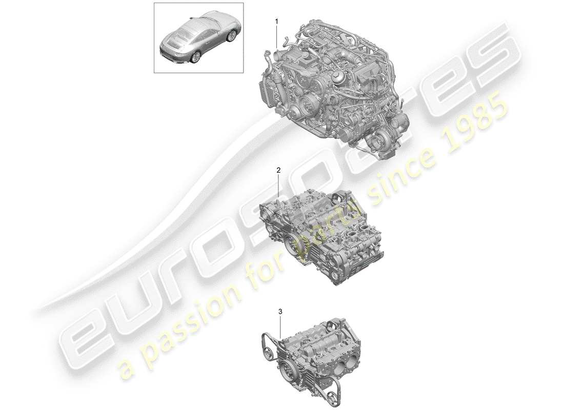 porsche 2019 (991-2 turbo) motore sostitutivo diagramma delle parti