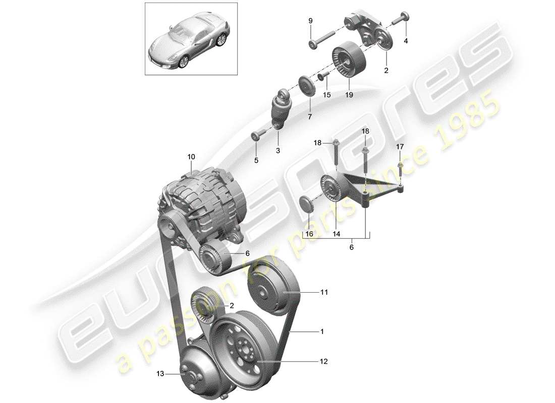 porsche 2016 (981 boxster) tendicinghia diagramma delle parti