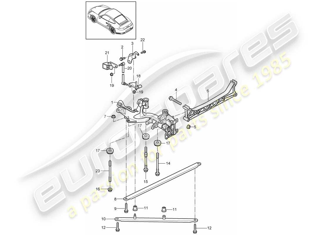 porsche 2011 (997-2 turbo / gt2 rs) asse posteriore diagramma delle parti