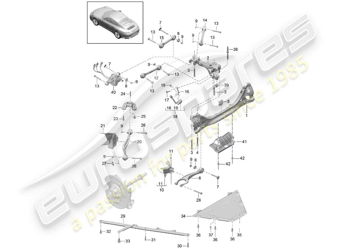 porsche 2017 (991-2) schema delle parti assale posteriore