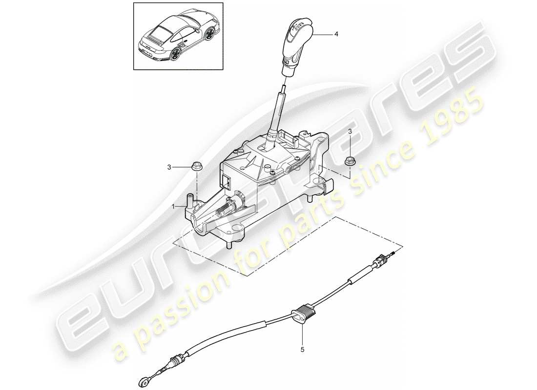 porsche 2011 (997-2 turbo / gt2 rs) leva del selettore schema delle parti