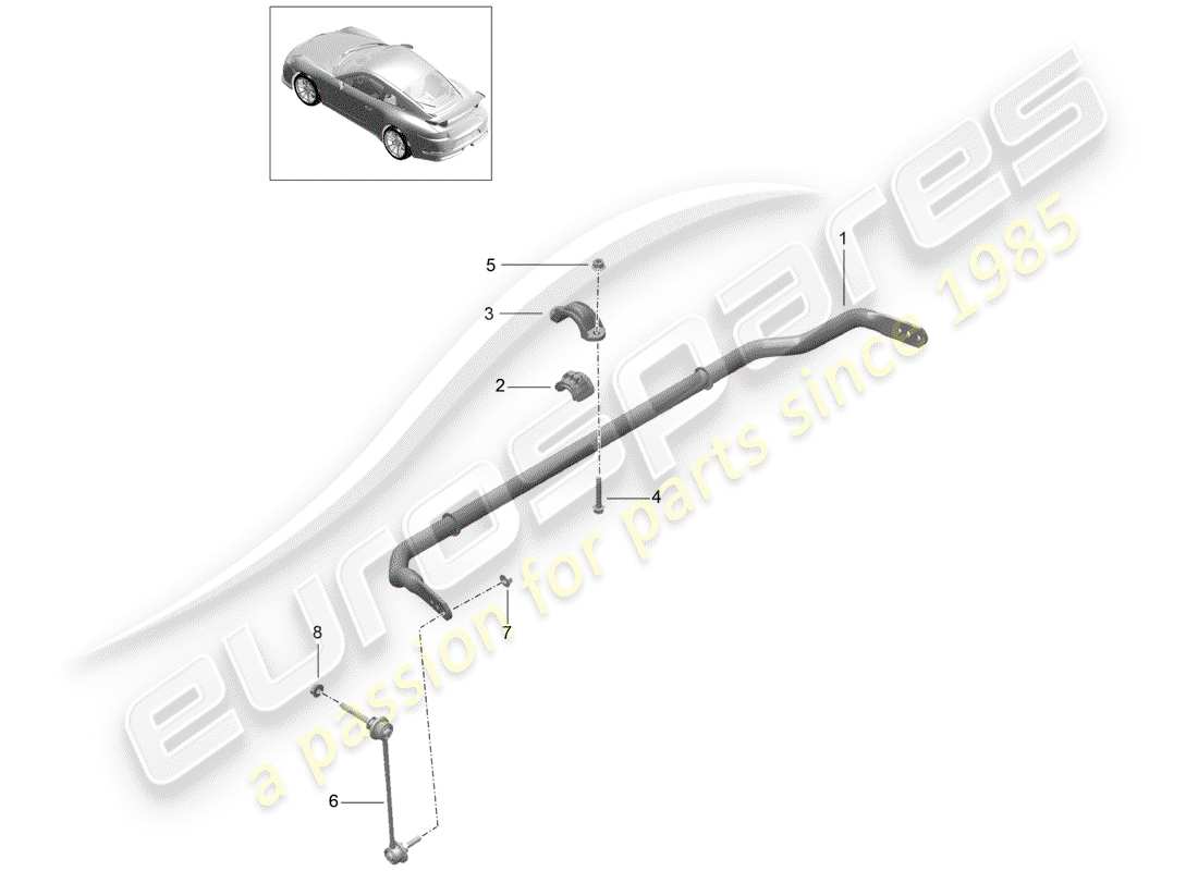 porsche 2014 (991-1 r/gt3/rs) stabilizzatore diagramma delle parti
