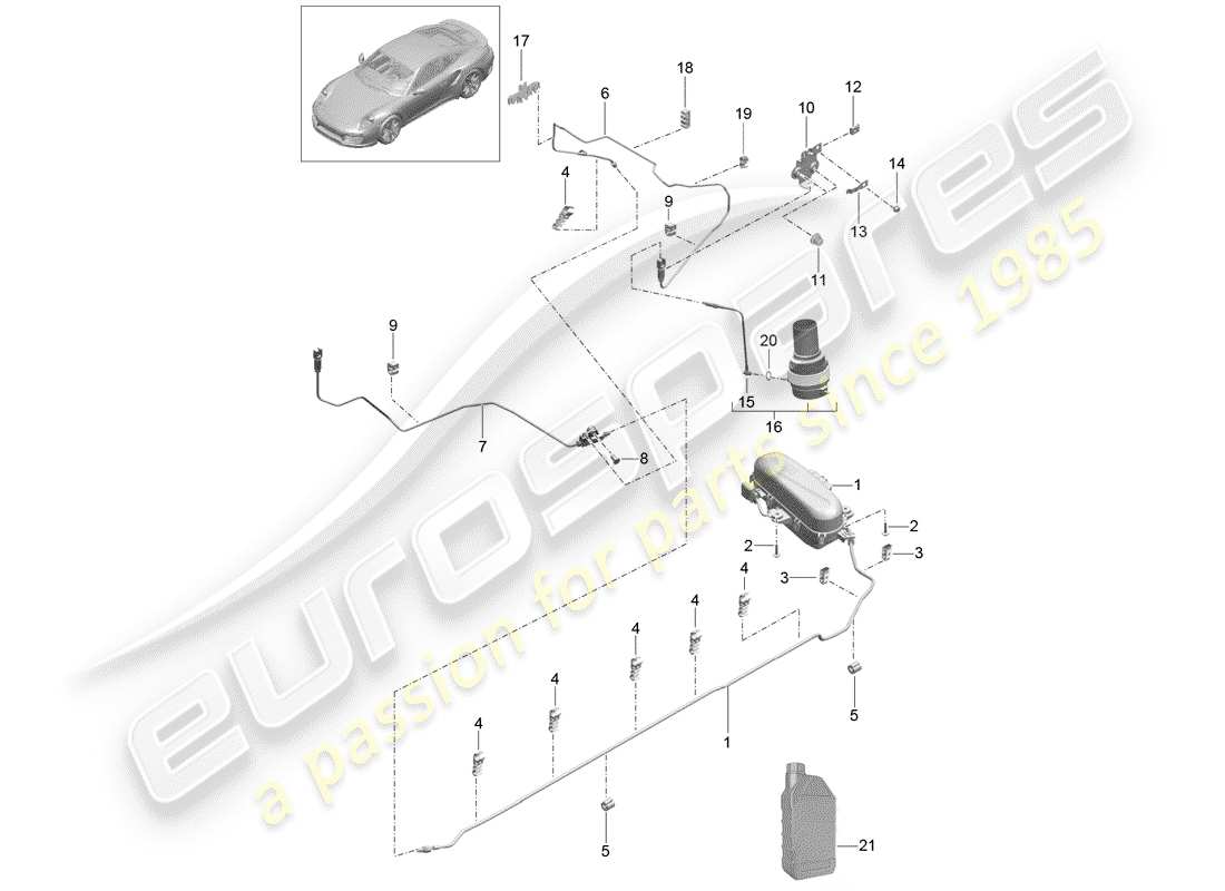 porsche 2014 (991-1 turbo) sistema autolivellante diagramma delle parti