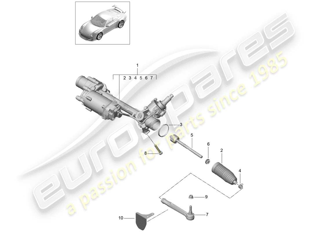 porsche 2017 (991-2 r/gt3/rs) sterzo diagramma delle parti