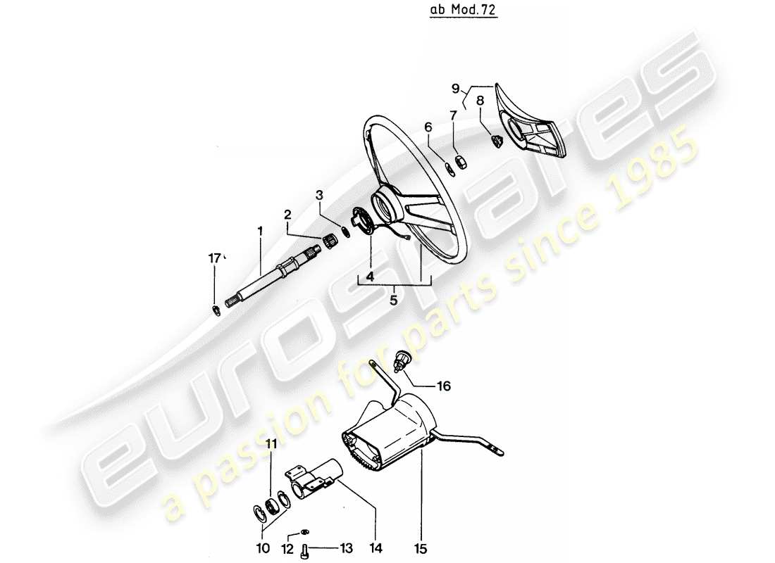 porsche 1976 (914) albero intermedio dello sterzo - volante - interruttore piantone dello sterzo - d - mj 1972>> schema delle parti