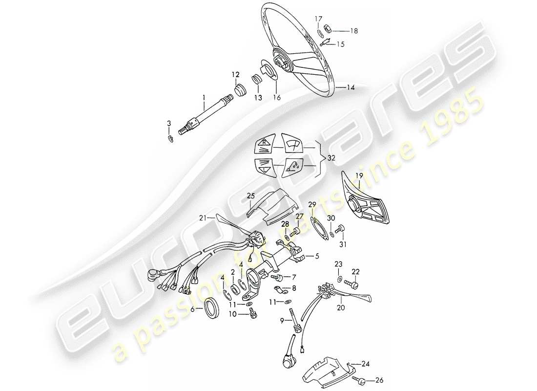 porsche 1966 (911/912) albero intermedio dello sterzo - volante - interruttore piantone dello sterzo - d - mj 1969>> - mj 1969 schema delle parti