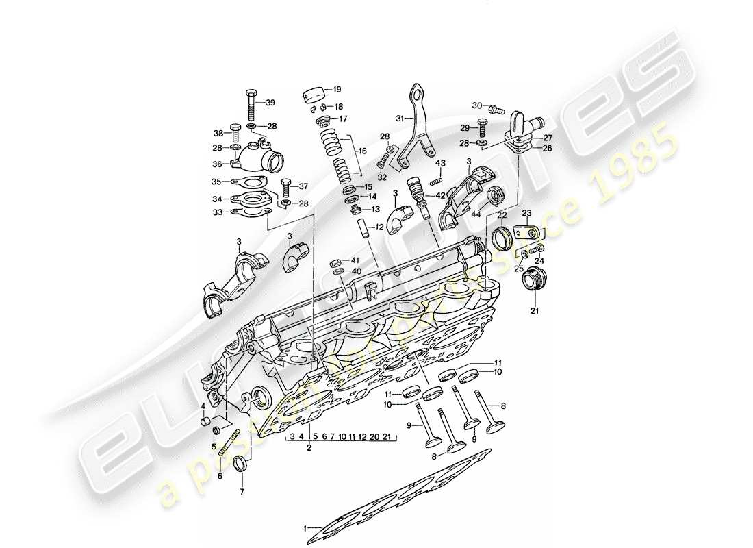 porsche 1986 (944) testata - valvole diagramma delle parti