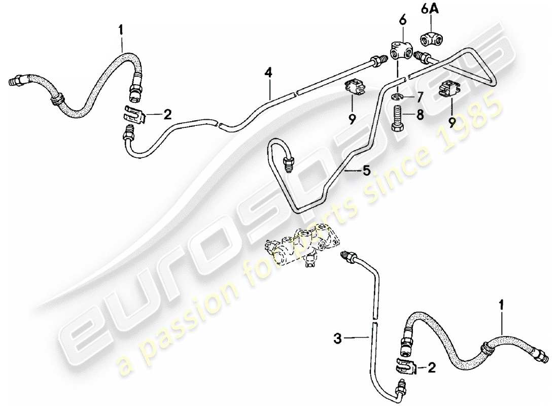 porsche 1981 (924) diagramma delle parti delle linee dei freni