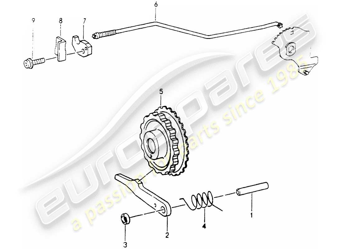 porsche 1990 (964) tiptronic - blocco parcheggio diagramma delle parti
