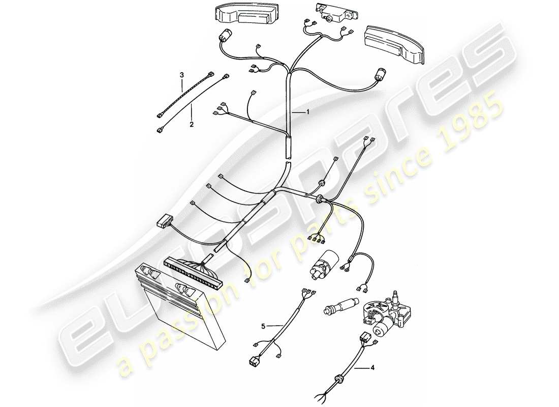 porsche 1987 (924s) cablaggi - estremità posteriore diagramma delle parti