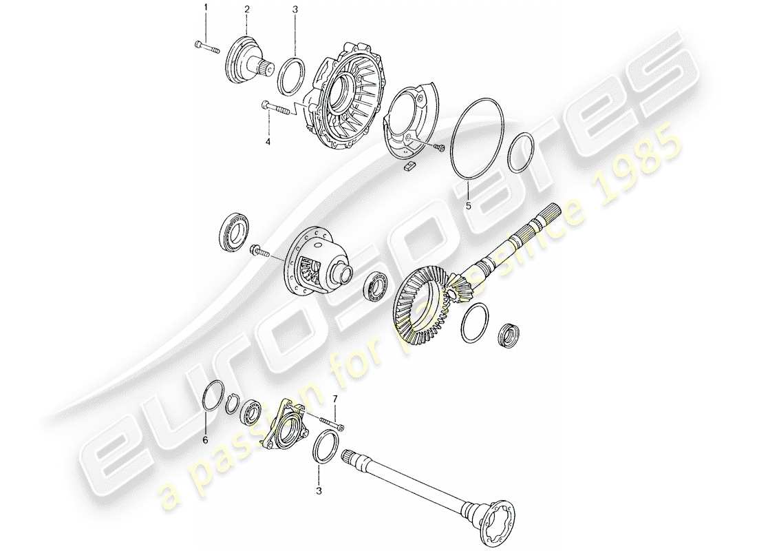 porsche 2002 (996) tiptronic - - differenziale - cassa differenziale diagramma delle parti