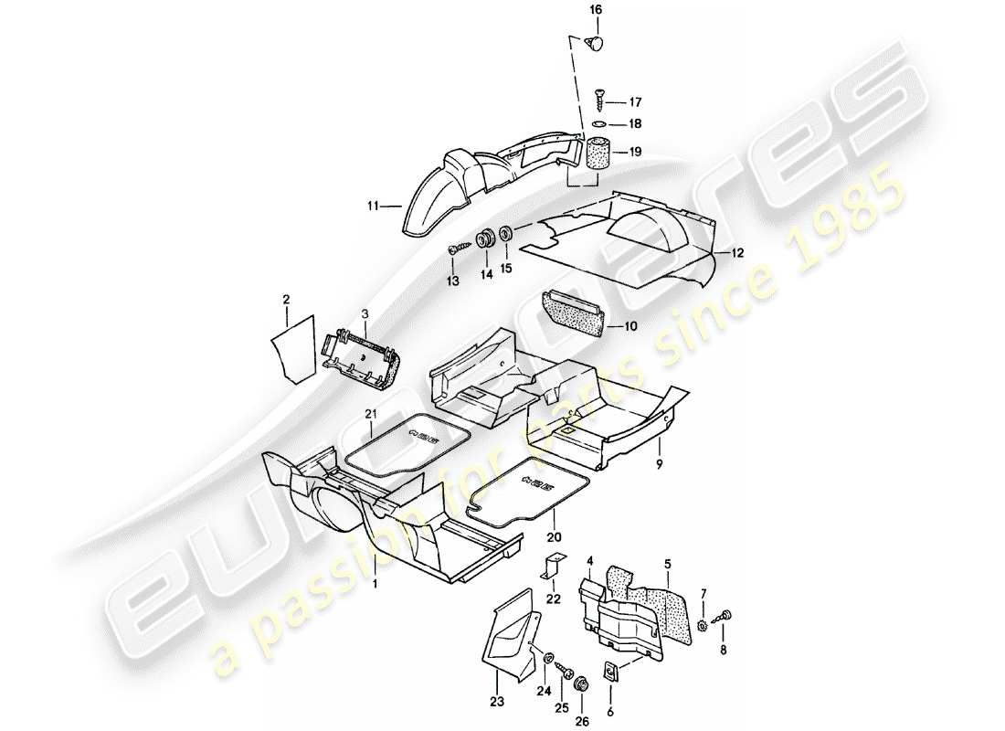 porsche 1982 (924) finiture diagramma delle parti