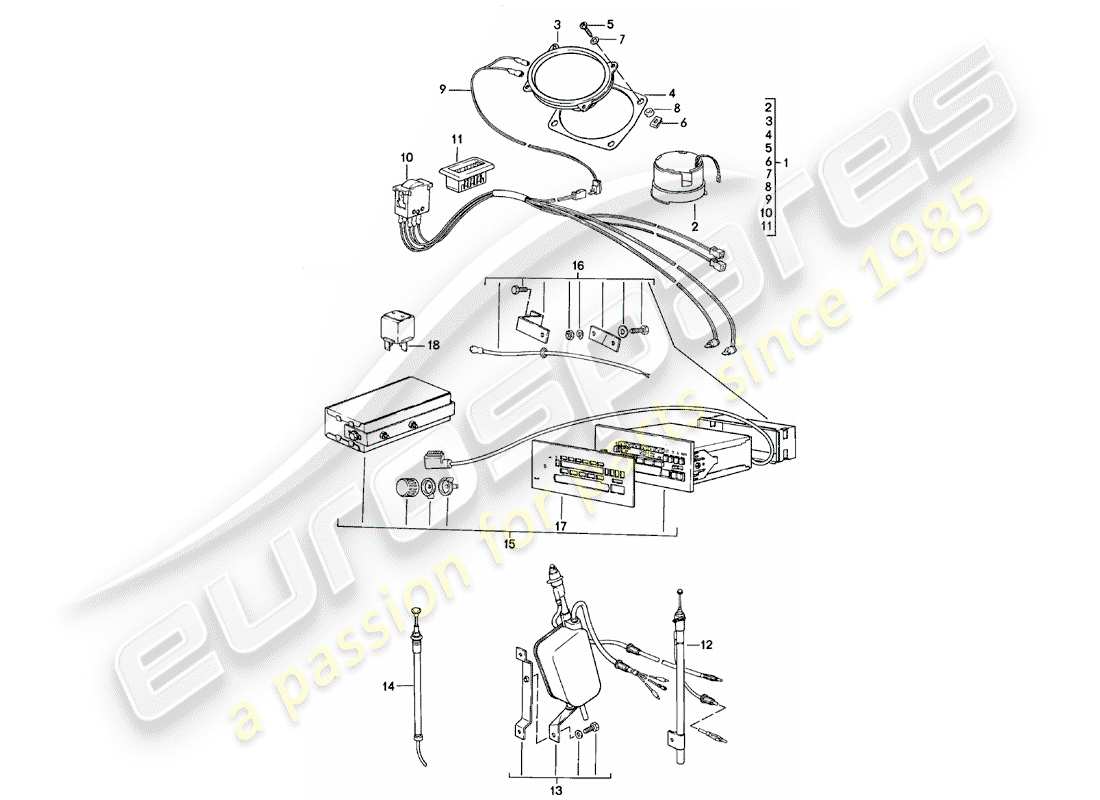 porsche 1981 (924) unità radio - con: - 3 - altoparlante - d >> - mj 1982 schema delle parti