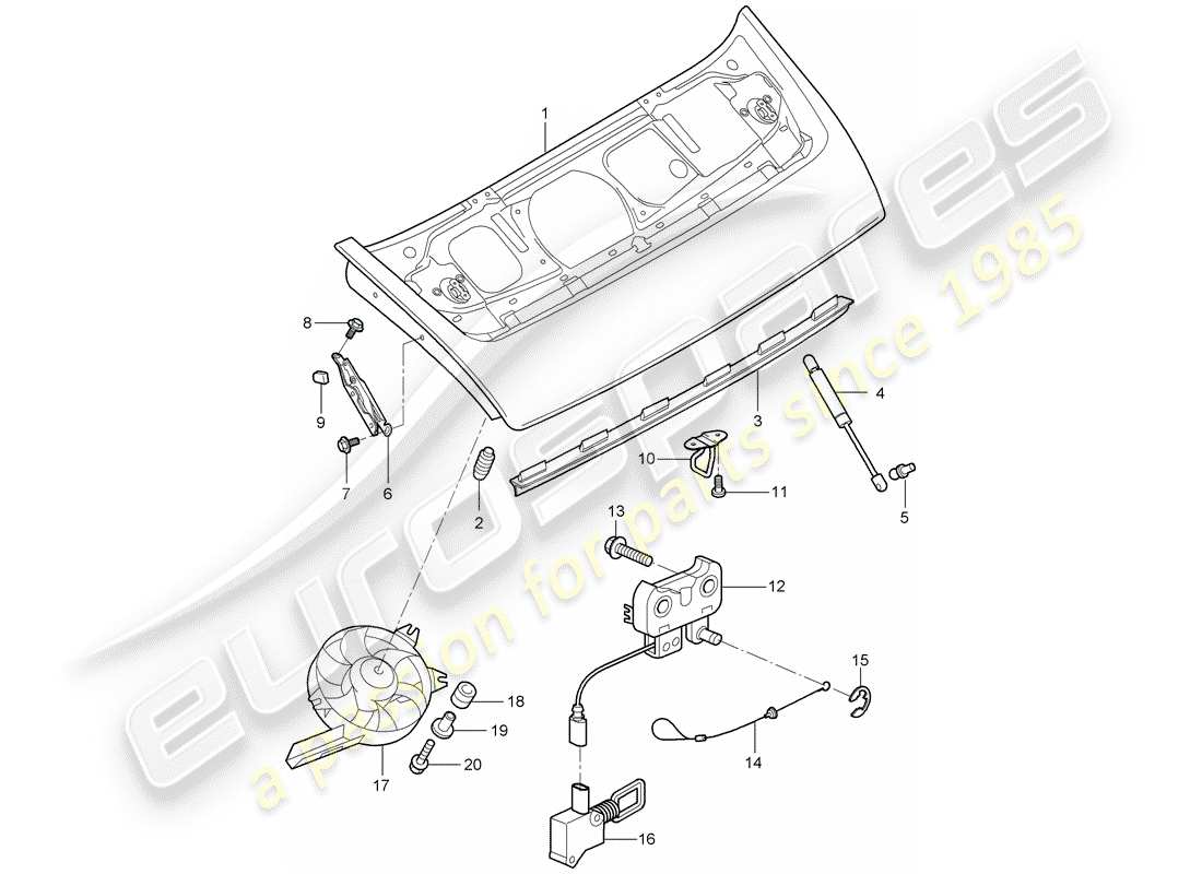 porsche 2007 (997-1) copertina diagramma delle parti