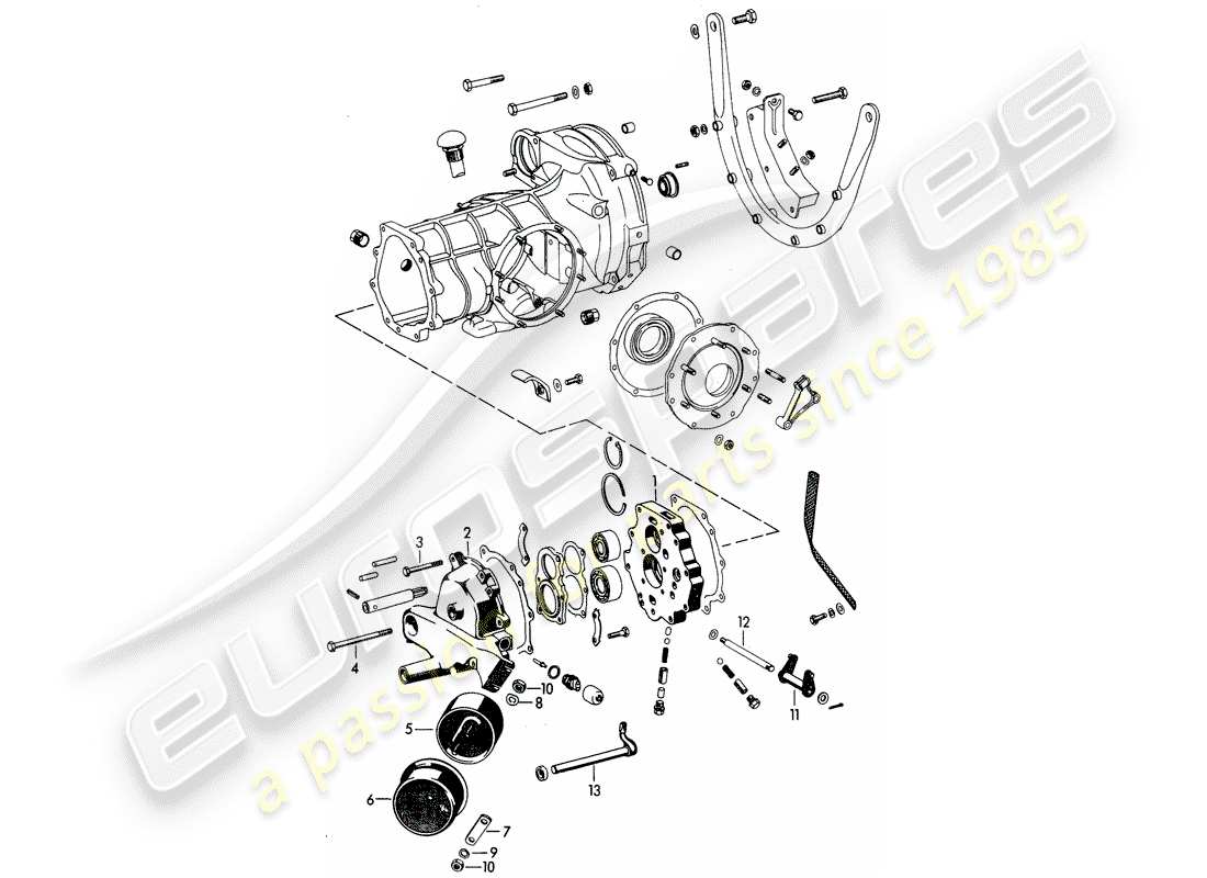 porsche 1960 (356b/356c) coperchio trasmissione - piastra intermedia diagramma delle parti