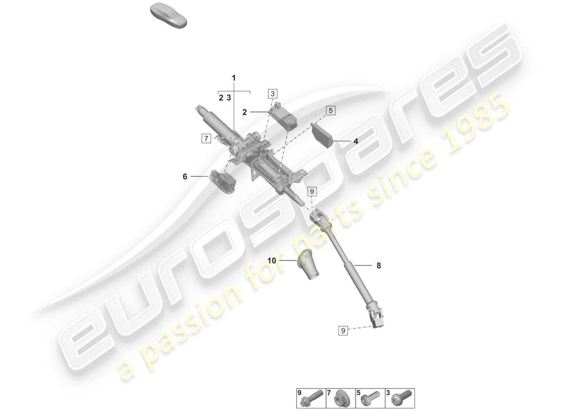 porsche 2019 (992-1) diagramma delle parti del piantone dello sterzo