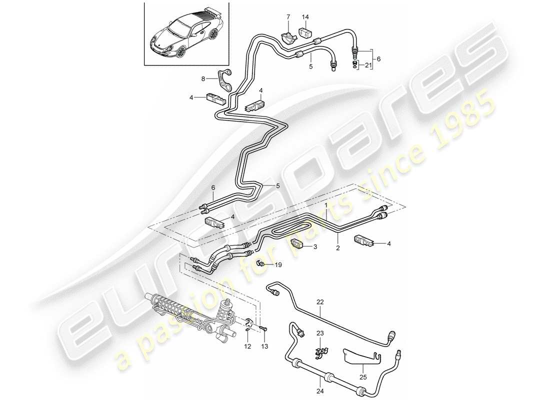 porsche 2007 (997-1 gt3) servosterzo diagramma delle parti
