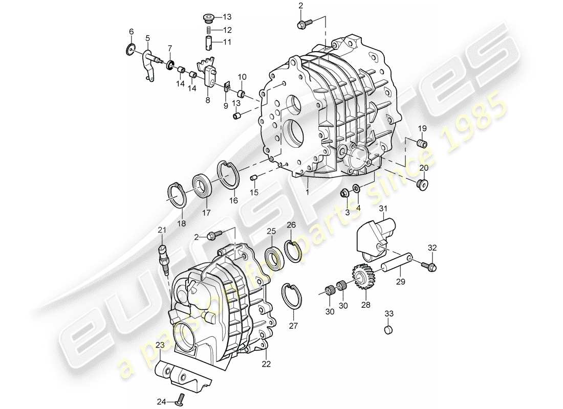 porsche 2007 (997-1 gt3) schema delle parti della scatola degli ingranaggi