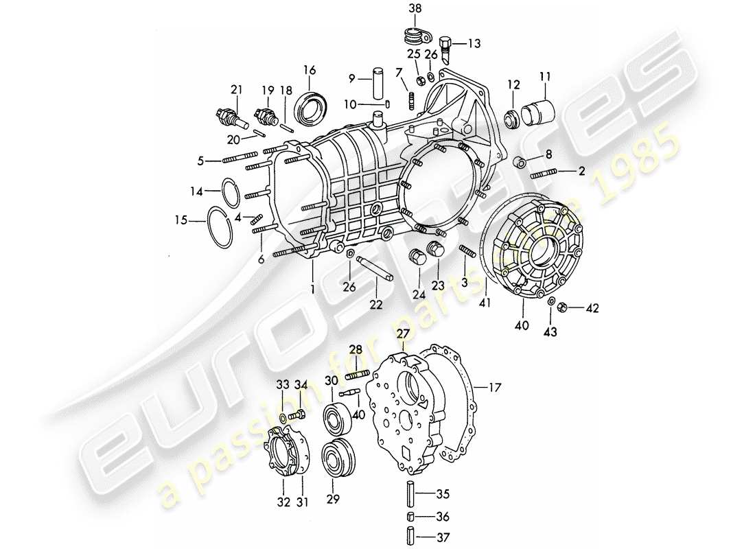 porsche 1973 (911) cassa trasmissione - sportomatic - typ 925 - d - mj 1972>> schema delle parti