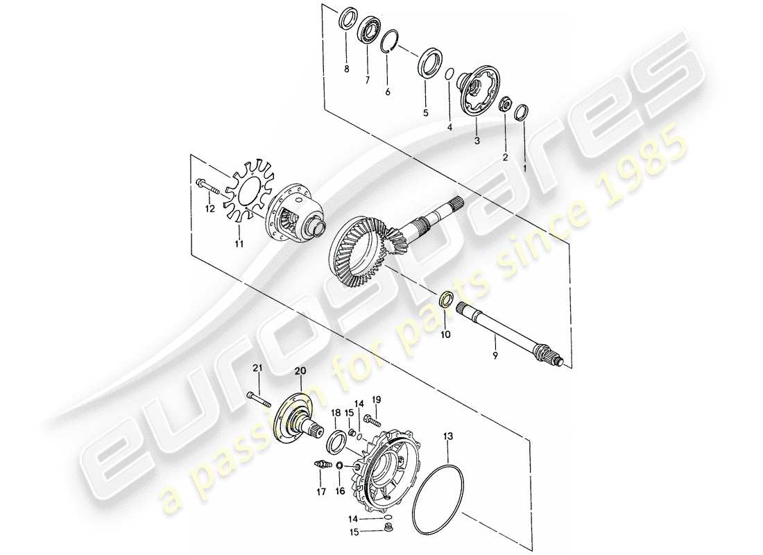 porsche 1995 (968) tiptronic - differenziale - alloggiamento diagramma delle parti