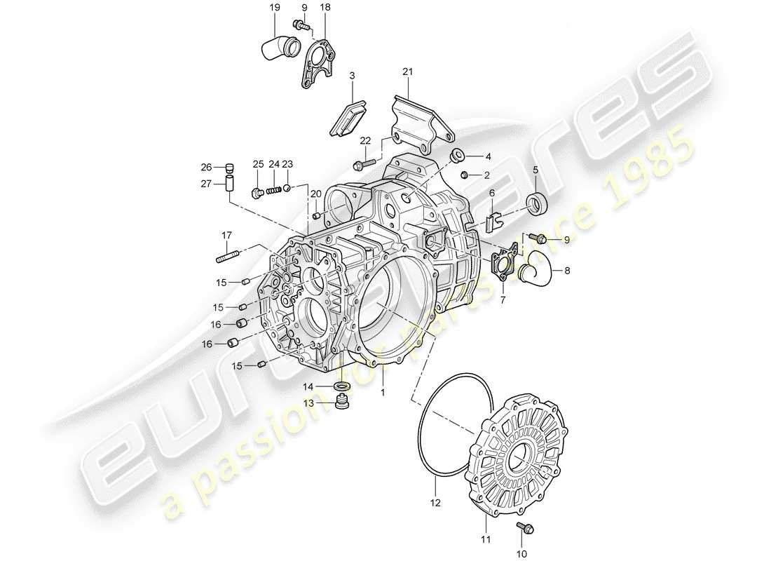porsche 2008 (997-1 gt3) cassa trasmissione diagramma delle parti