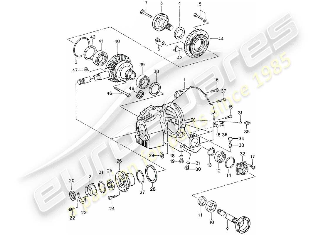 porsche 1993 (964) tiptronic - differenziale - cassa differenziale diagramma delle parti