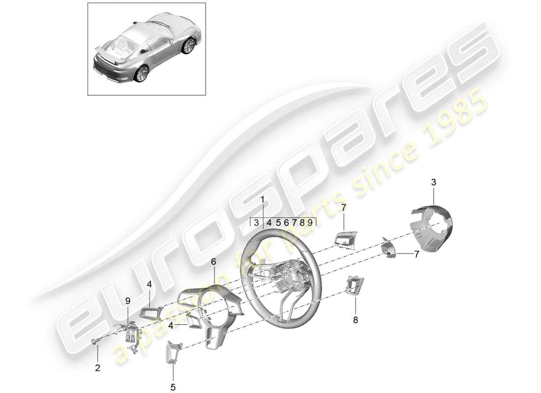 porsche 2016 (991-1 r/gt3/rs) volante schema delle parti
