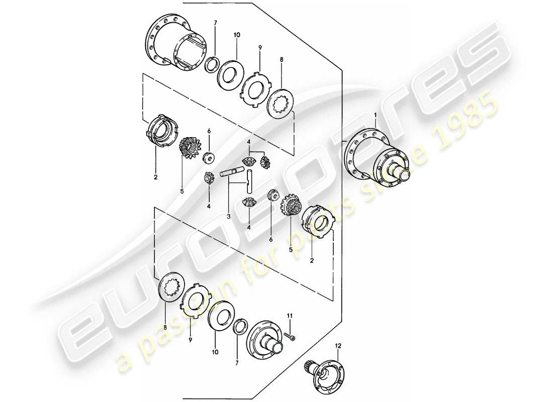 porsche 1981 (924) differenziale a slittamento limitato - cambio manuale - vq vr uv md - me mf mb mx - 4q 5q 6q - d - mj 1981>> diagramma delle parti