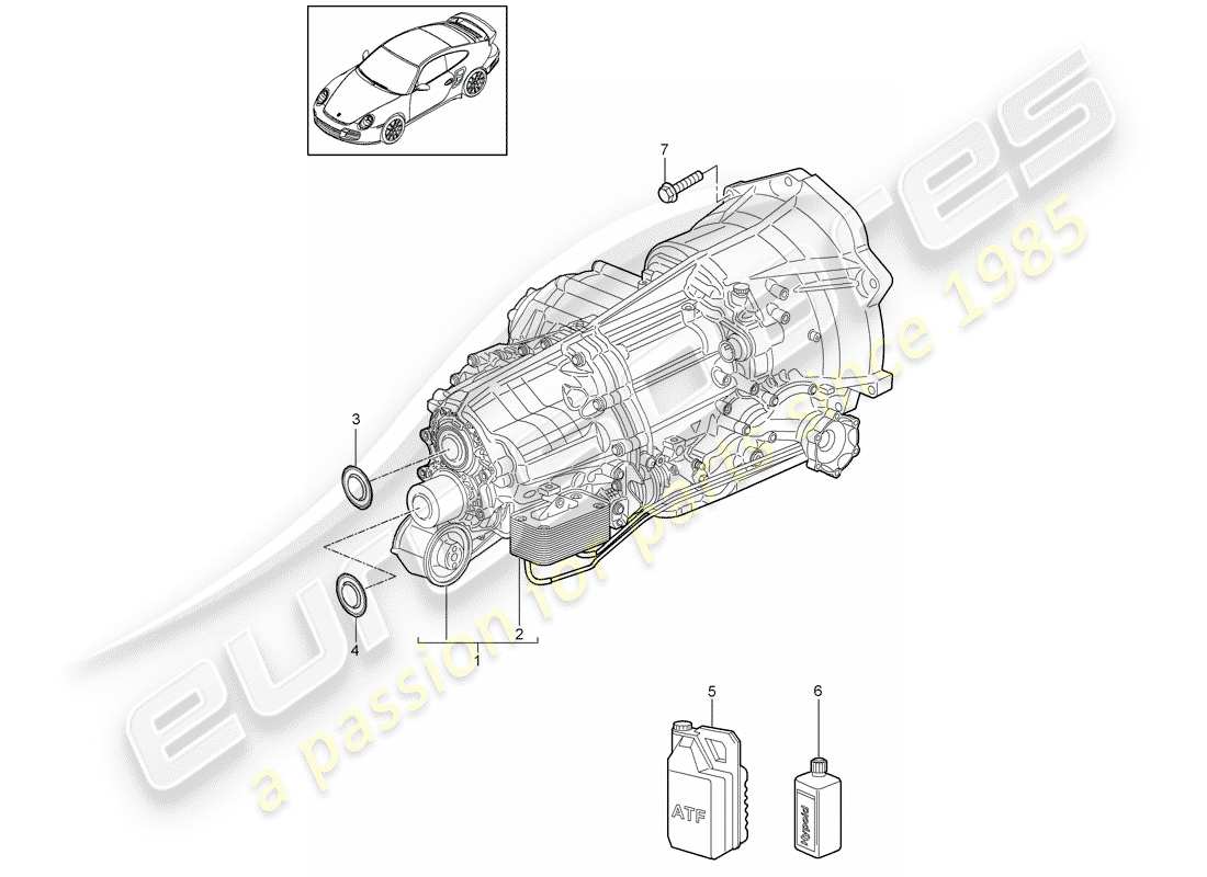 porsche 2013 (997-2 turbo / gt2 rs) - pdk - diagramma delle parti