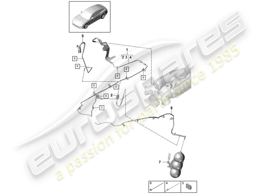 porsche 2018 (panamera 971-1) sistema di vuoto diagramma delle parti